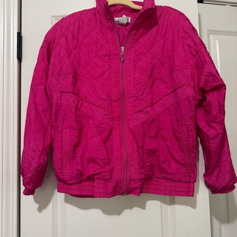 Vintage Retro 80s Pink Windbreaker Jacket size Medium Petite‎